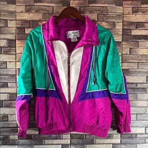 Women's Vintage  Colorblock Small Windbreaker Zip up Jacket